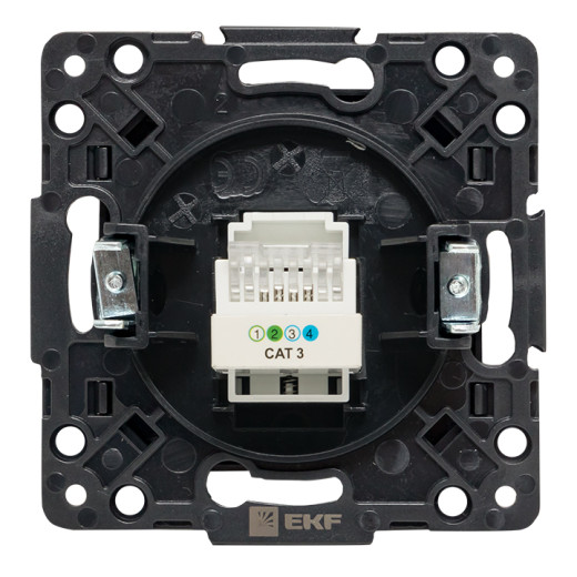 Стокгольм Механизм Розетки Phone 1-местной черный EKF PROxima