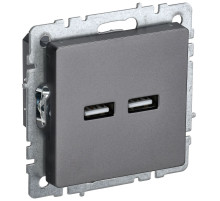 IEK BRITE BASE Сталь Розетка USB A+A 3,1А РЮ10-1-БрС