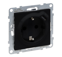 Legrand/Daccord SUNO Антрацит Комбинированная розетка со шторками 2К+З 16А 250В/USB С 1500мА. Безвинтовые зажимы.