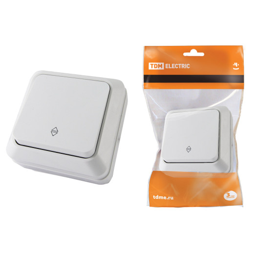 Переключатель на 2 направления 1-кл. открытой установки IP20 10А, белый 