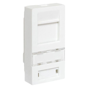 EKF TeraLINK PRO Вставка розеточная TeraLINK PRO 45x22,5мм формат Mosaic на 1 модуль Keystone со шторкой и маркером белая.