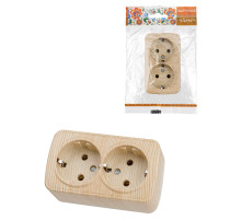 TDM Розетка двойная 2П+3 открытой установки IP20 16А, сосна 