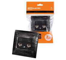 TDM Розетка компьютерная двойная RJ45 старинное серебро 