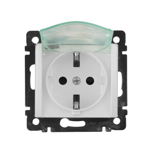 Розетка с заземлением IP44 - Legrand Valena - со шторками с защитной крышкой 16А 250В винтовые зажимы - белый