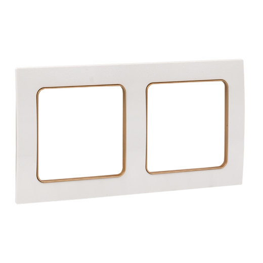 Стокгольм Рамка 2-местная белая с линией цвета шампань EKF PROxima