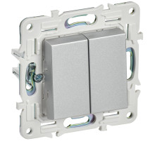 IEK SKANDY Серебряный Выключатель 2-клавишный 10А SK-V04S