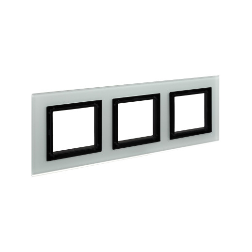 Рамка из натурального стекла 3 поста (6 мод.), Avanti, светло-серая