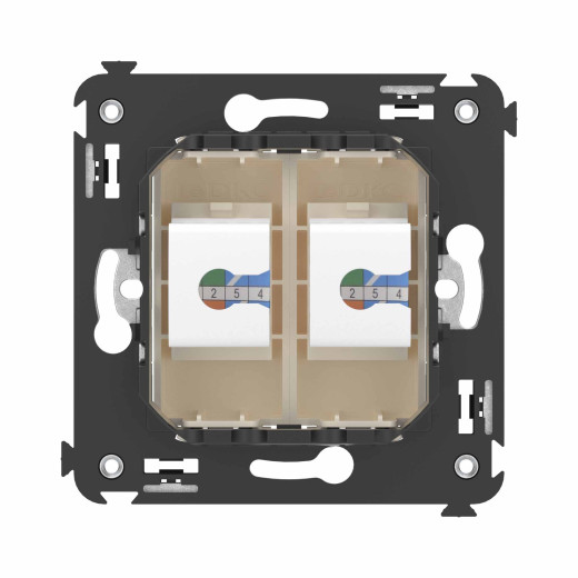 Телефонная розетка RJ-12 без шторки в стену двойная, Avanti, ванильная дымка