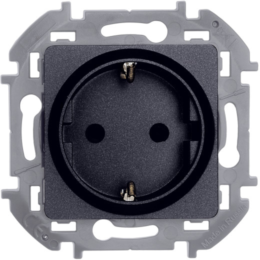 Розетка с заземлением - Legrand/Daccord Inspiria - со шторками 16А 250В винтовые зажимы - антрацит