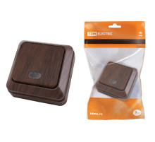 TDM Выключатель 1-кл. открытой установки с подсветкой IP20 10А, бук 