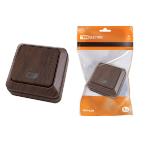 TDM Выключатель 1-кл. открытой установки с подсветкой IP20 10А, бук 