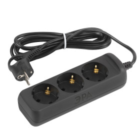 ЭРА Удлинитель электрический UX-3e-5m-B с заземлением 3 розетки 5м ПВС 3x0,75мм2 10А черный