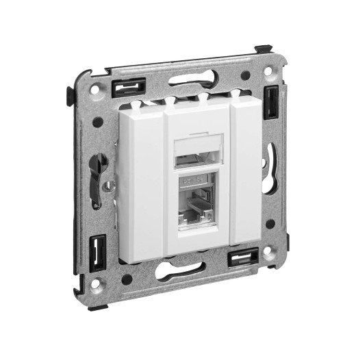 Компьютерная розетка RJ-45 в стену, кат.5e одинарная экранированная, Avanti, белое облако