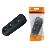 TDM Колодка розеточная 3 гнезда 2П б/з 10А 250В черная