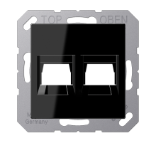 JUNG Kрышка для 2-х разъемов без видимого винта подпружиненная шторка термопласт черный