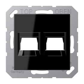 JUNG Kрышка для 2-х разъемов без видимого винта подпружиненная шторка термопласт черный