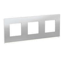 Schneider Electric Unica Pure Алюминий матовый/Белая Рамка 3-ная горизонтальная