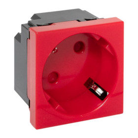 EKF Розетка 45х45 с зазем. 45 градусов, быстрозажимные клеммы, красная.