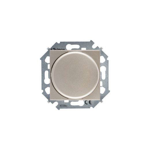 Simon 15 Шампань Регулятор напряж-я поворот.-нажим.электронн., перекл.,500Вт 230В,винт. Зажим