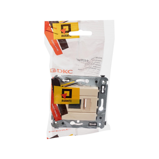 USB 3.0 розетка одинарная в стену, тип А-А, Avanti, ванильная дымка