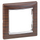 Рамка 1 пост - Legrand Valena - темное дерево/серебряный штрих