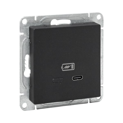 Механизм розетки USB-С, быстрая, чёрная Эпика EKF