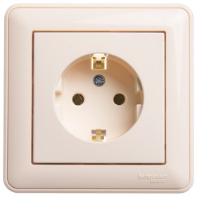 Systeme Electric Wessen 59 Беж Розетка с/з без шторок, 16А (в сборе)