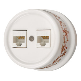BIRONI Лизетта Керамика Белый Розетка 2-ая RJ45 (декор D6/2)