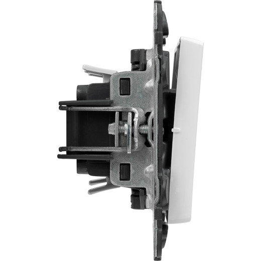 Valena LIFE.Переключатель двухклавишный 10А 250В с лицевой панелью.Безвинтовые зажимы.Белый