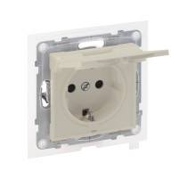 Legrand/Daccord SUNO Слоновая кость Силовая розетка 2К+З 16А 250В влагозащитная IP44 с крышкой и с защитными шторками.Безвинтовые зажимы..