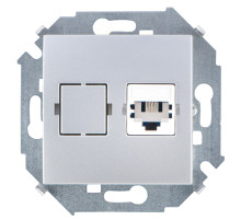 Simon 15 Алюминий Розетка ТЛФ 1-аяRJ11, винт.зажим