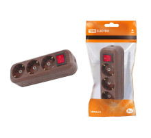 TDM Колодка розеточная 3 гнезда 2П+3 с выключателем16А 250В 