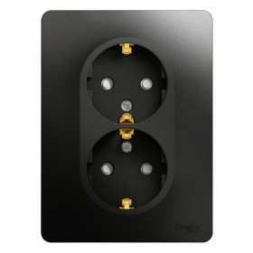 Systeme Electric Glossa Антрацит Розетка 2-ая с/з со шторками, 16А (в сборе)