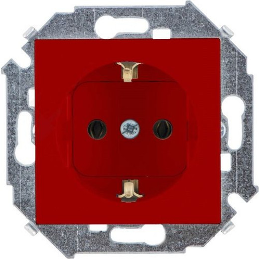 Simon 15 Красный Розетка 2P+E Schuko, 16А, 250В, винт.заж.