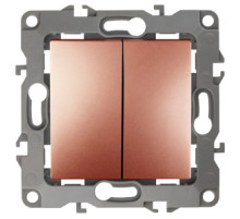 ЭРА 12-1004-14 Выключатель двойной, 10АХ-250В, IP20, без м.лапок, Эра12, медь (10/100/2500)