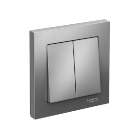Systeme Electric AtlasDesign Сталь Выключатель 2-клавишный, сх.5, 10АХ, в сборе, быстрозажим. клем.
