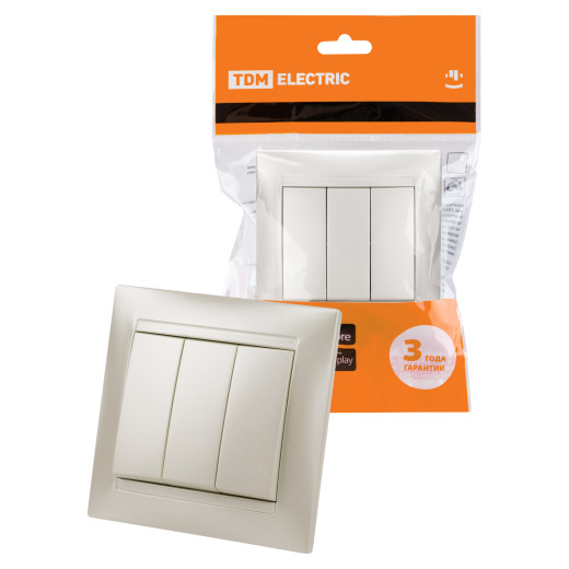 Выключатель 3-х кл. 10А перламутр 
