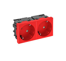OBO Bettermann Розетка силовая 33° двойная 2х2К+З Modul45connect, со шторками, 16А 250В красная