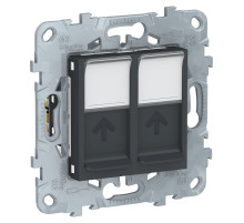 Schneider Electric Unica New Антрацит Розетка компьютерная, RJ45, двойная, кат. 6 UTP