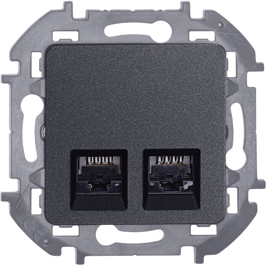 Розетка компьютерная двойная RJ45 категория 6 UTP - Legrand/Daccord Inspiria - антрацит