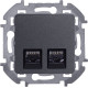 Розетка компьютерная двойная RJ45 категория 6 UTP - Legrand/Daccord Inspiria - антрацит
