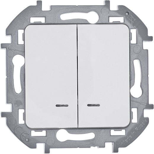 Выключатель двухклавишный с подсветкой/индикацией - Legrand/Daccord Inspiria - 10АХ 250В безвинтовые зажимы - белый