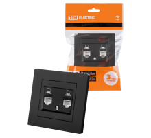 TDM Розетка компьютерная двойная RJ45 черная 
