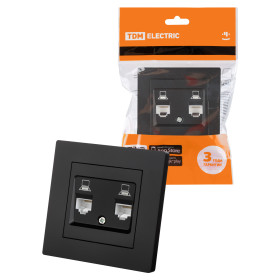 TDM Розетка компьютерная двойная RJ45 черная 