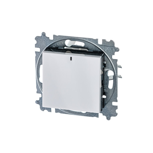 Выключатель одноклавишный с подсветкой ABB Levit белый / дымчатый чёрный