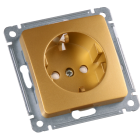 Hegel Мастер внутр Золото РС16-412-07 Розетка с/з, со шторками, механизм