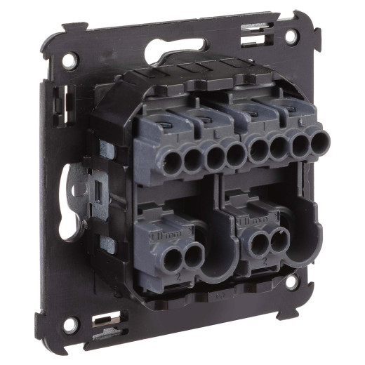 Переключатель двухклавишный в стену, Avanti, черный матовый