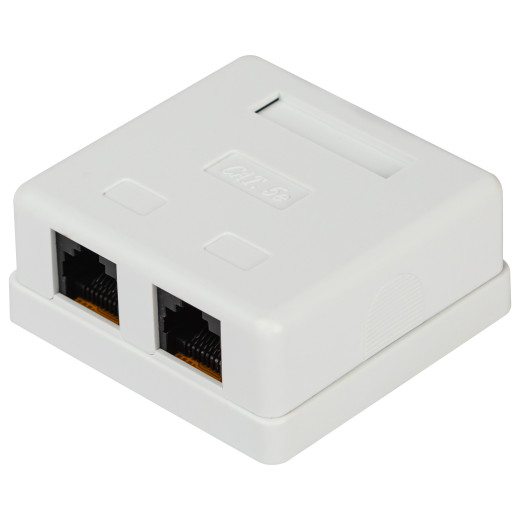 Розетка компьютерная RJ-45 ЭРА RJ02UN категория 5е неэкранированная 2-порта упаковка 30 шт