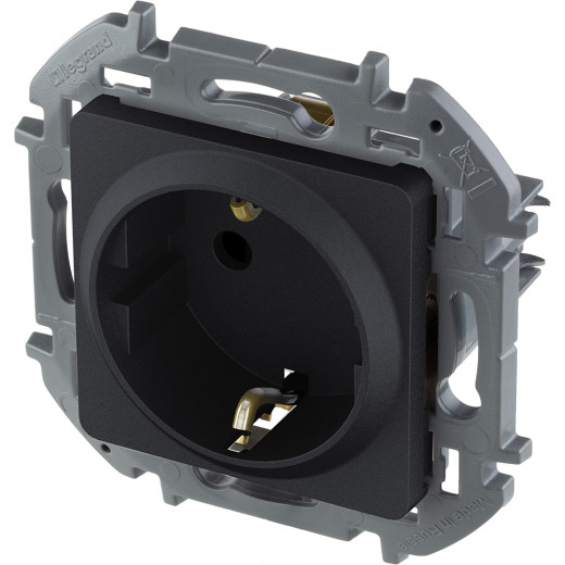 Розетка с заземлением - Legrand/Daccord Inspiria - без шторок 16А 250В винтовые зажимы - антрацит