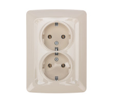 KRANZ DEA Розетка 2-ая керамика с/з с/у 16А Беж